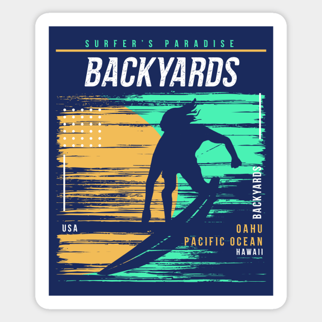 Retro Surfing Backyards Oahu Hawaii // Vintage Surfer Beach // Surfer's Paradise Sticker by Now Boarding